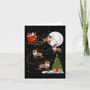 Reindeer Santa Sleigh Flying Funny Magical Christm Card