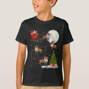 Reindeer Santa Sleigh Flying Funny Magical Christm T-Shirt