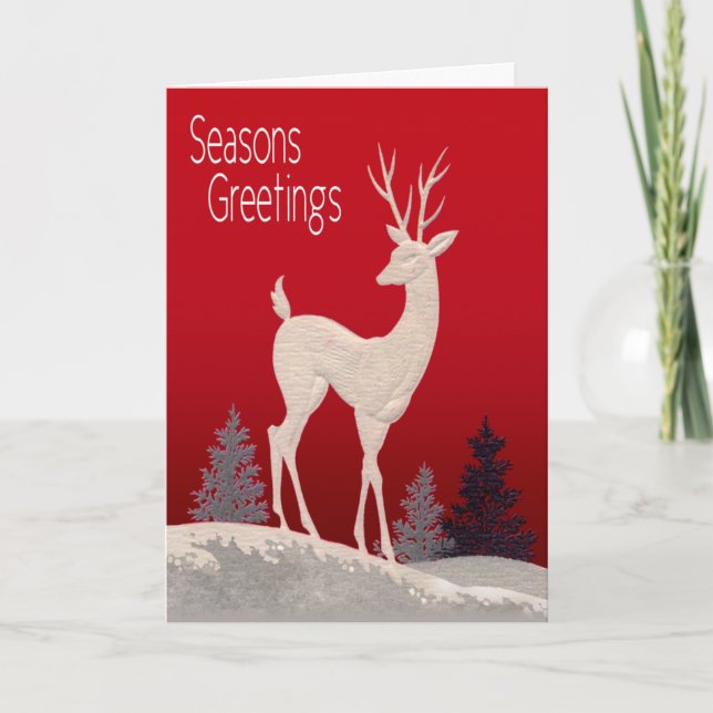 Reindeer Seasons Greetings Holiday Card (Front)