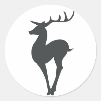 Reindeer Silhouette Classic Round Sticker
