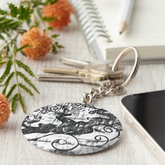 Reindeer Sketch Button Keychain