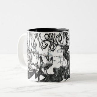 Reindeer Sketch Small Two-tone Mug