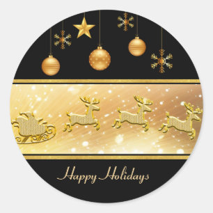 Reindeer Sleigh Christmas Balls Holiday Sticker