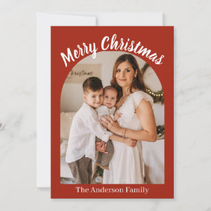 Reindeer Sleigh Christmas Photo Pine Trees Holiday Card