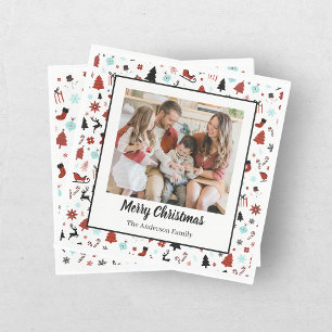 Reindeer Sleigh Christmas Pine Trees Napkin