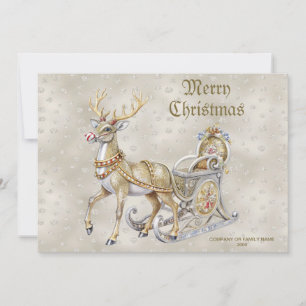 Reindeer Sleigh Holiday Christmas Card