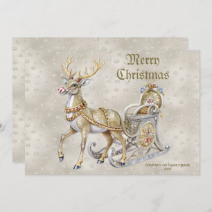 Reindeer Sleigh Holiday Christmas Card