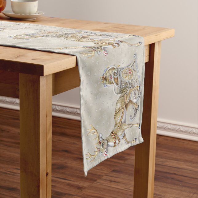 Reindeer Sleigh Holiday Table Runner (In Situ)
