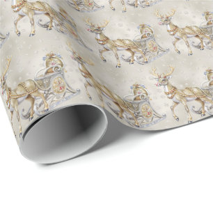 Reindeer Sleigh Holiday Wrapping Paper