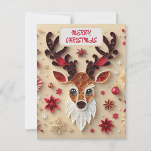 Reindeer snow Christmas Holiday Card