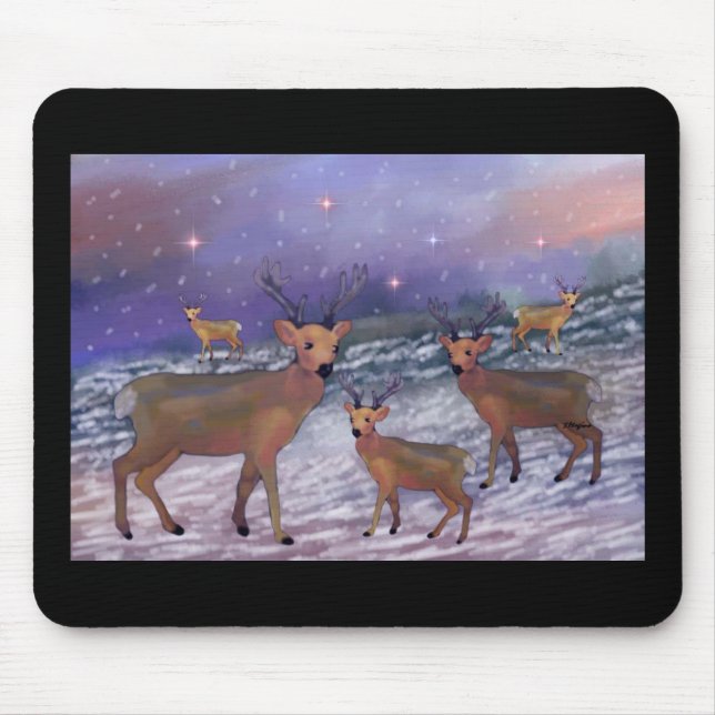 Reindeer Snowfall Mousepad (Front)