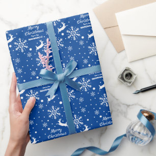 Reindeer Snowflake Pick Your Colour Christmas Wrapping Paper