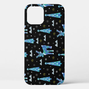 Reindeer, snowflakes, Christmas pattern iPhone 12 Case