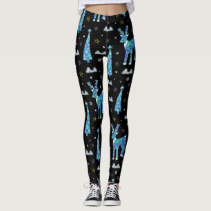 Reindeer, snowflakes, Christmas pattern Leggings