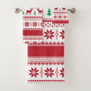 Reindeer & Snowflakes Fair Isle Bath Towel Set