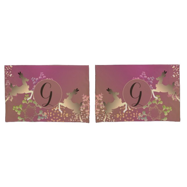 Reindeer & Snowflakes Purple Pillowcase (Front-Set)