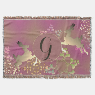 Reindeer & Snowflakes Purple Throw Blanket