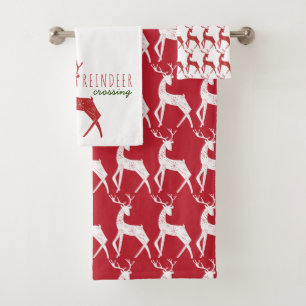 Reindeer & Snowflakes Reindeer Crossing Christmas Bath Towel Set