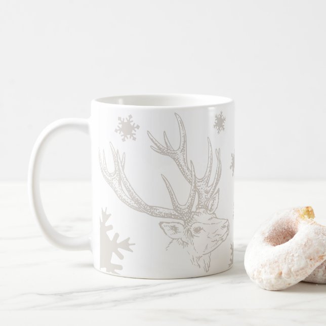Reindeer & Snowflakes Winter Mug (With Donut)
