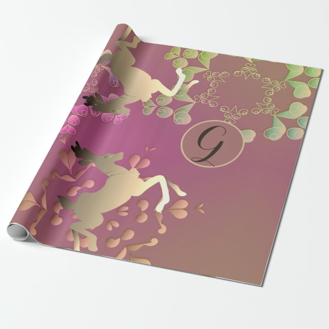 Reindeer & Snowflakes Wrapping Paper (Unrolled)