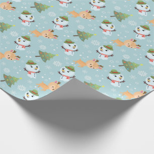Reindeer, Snowmen and Christmas Trees Wrapping Paper