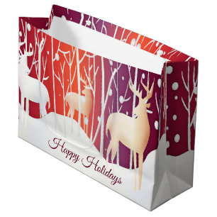 Reindeer Snowy Holiday Gift Bag