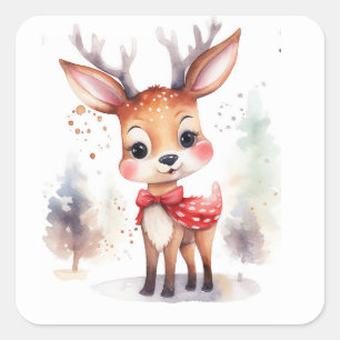 Reindeer Square Sticker