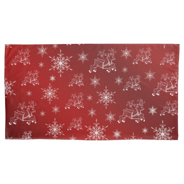 reindeer, star, stars, snowflake, christmas pillowcase (Front)