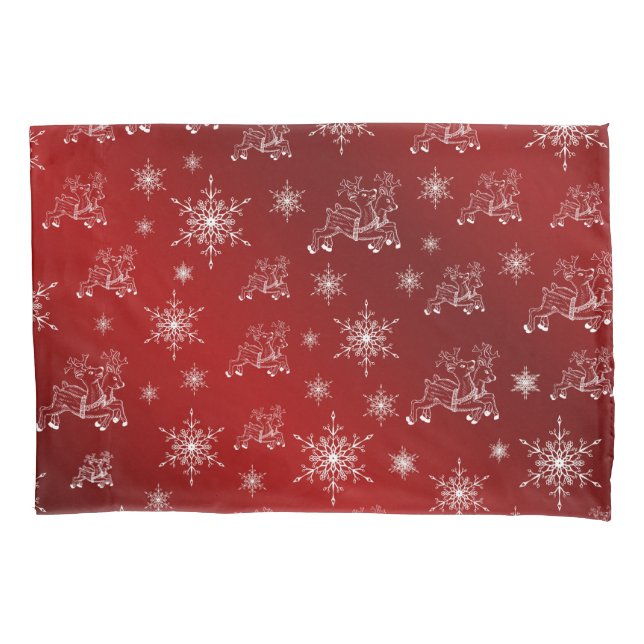 reindeer, star, stars, snowflake, christmas pillowcase (Front)
