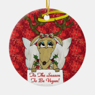 Reindeer Tis Saison d'être Vegan Angel Ornement