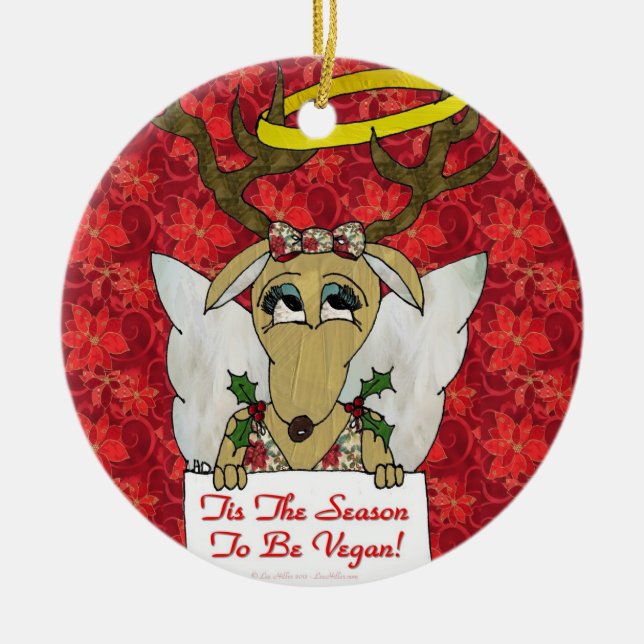 Reindeer Tis Saison d'être Vegan Angel Ornement (Devant)