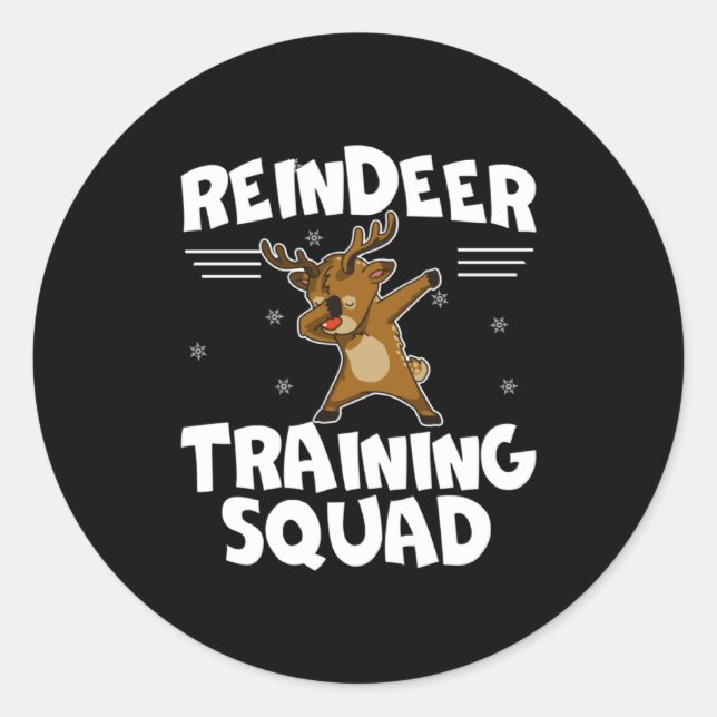 Reindeer Training Squad Deer Team Xmas Running New Classic Round Sticker (Front)