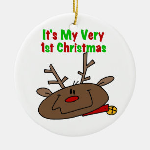 Reindeer Very 1st Christmas Ceramic Ornament