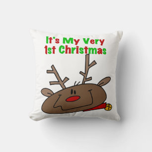 Reindeer Very 1st Christmas Throw Pillow