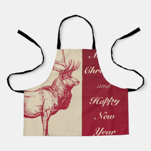 Reindeer Vintage Illustration Apron