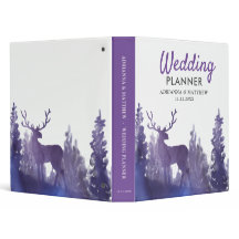 Reindeer Watercolor Purple Winter Wedding Planner