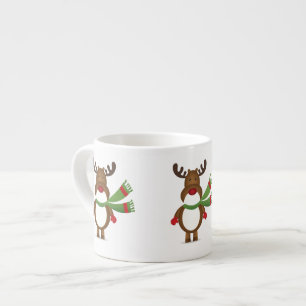 Reindeer Wearing a Green Scarf Espresso Mug