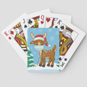 Reindeer Wearing A Mask For Christmas Playing Cards