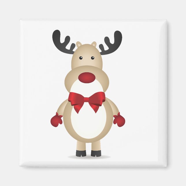 Reindeer Wearing Red Bow Tie Magnet (Front)