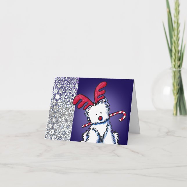 Reindeer Westie Christmas Card (Front)