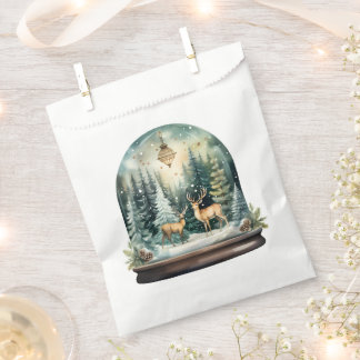 Reindeer Winter Forest Snow Globe Favour Bag