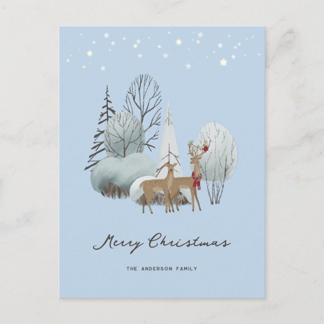 Reindeer Winter Scene Funny Merry Christmas Card (Front)