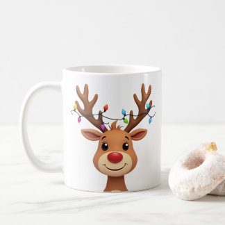 Reindeer with Christmas Lights Coffee Mug