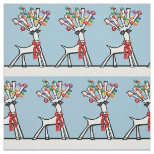 Reindeer with Christmas lights Fabric