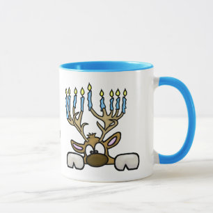 Reindeer with Menorah Antlers Chrismukkah Mug