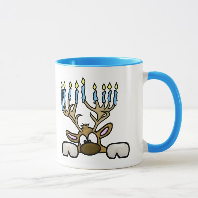 Reindeer with Menorah Antlers Chrismukkah Mug (Right)