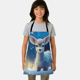 Reindeer with Merry Christmas greeting Apron