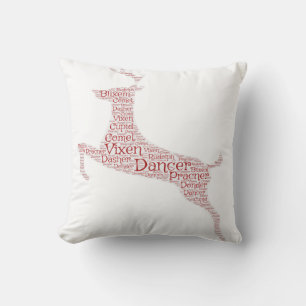 Reindeer Word Art Rudolph Blixem Comet Cupid Throw Pillow