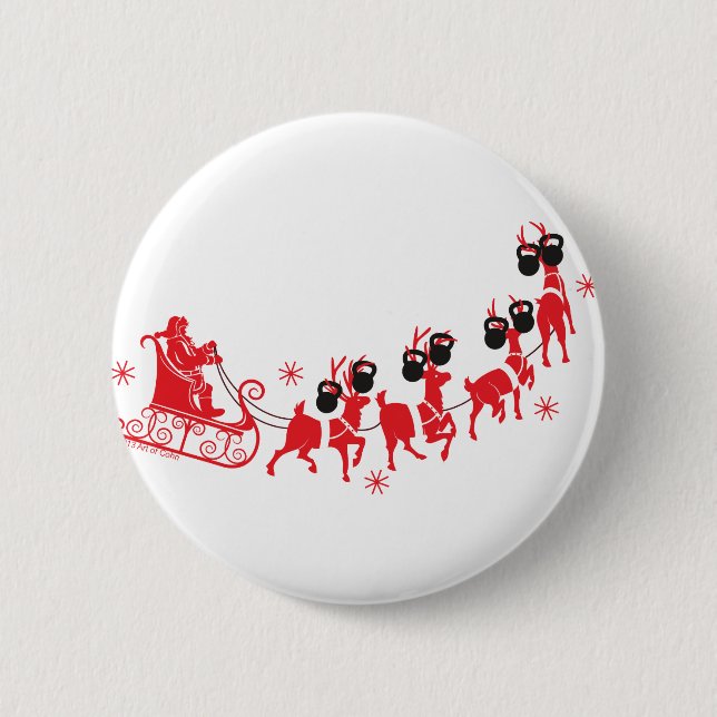 Reindeer Workout 2 Inch Round Button (Front)