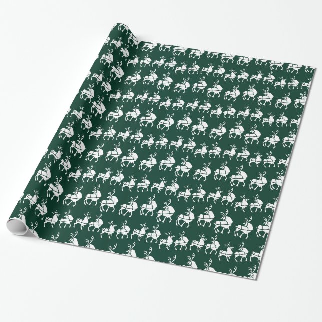 Reindeer Wrapping Paper Christmas Wrapping Paper (Unrolled)
